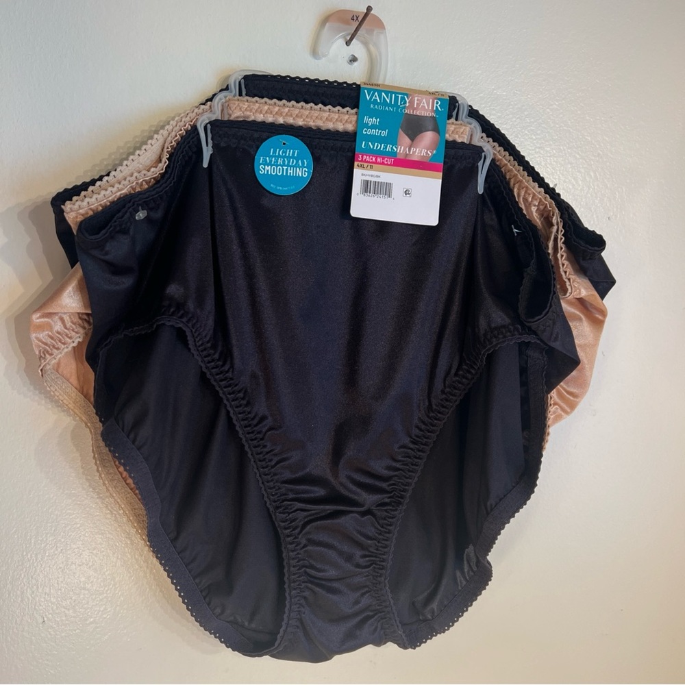 VANITY FAIR Women 3 Pairs Undershapers Hi Cut  Panties Nylon Size 4XL/11 NWT